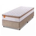 Ver imagem 1 de Cama Box Solteiro Colchão Molas Ensacadas Real 88x188x65cm Branco / Bege - Suporta até 130kg