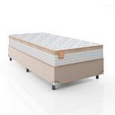 Ver imagem 2 de Cama Box Solteiro Colchão Molas Ensacadas Real 88x188x65cm Branco / Bege - Suporta até 130Kg