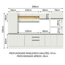 Ver imagem 4 de Armário de Cozinha Completa 100% MDF 300 cm Frentes Branco Smart Madesa 01