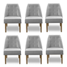 Kit 06 Cadeiras de Jantar Reforçada Luna para Sala Cozinha Suede Cinza - 1