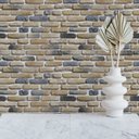 Ver imagem 2 de Papel de Parede Adesivo Tijolo Demolição Bege e Cinza 12m
