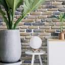 Ver imagem 1 de Papel de Parede Adesivo Tijolo Demolição Bege e Cinza 12m