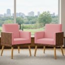 Ver imagem 1 de Kit 2 Poltronas Decorativa para Sala Recepção Escritório Assento Confortável Lis Suede e Corino