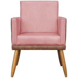Kit 2 Poltronas Decorativa para Sala Recepção Escritório Consultório Lis Corino Peroba e Suede - 5
