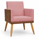 Ver imagem 7 de Kit 2 Poltronas Decorativa para Sala Recepção Escritório Assento Confortável Lis Suede e Corino