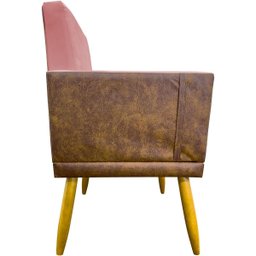 Kit 2 Poltronas Decorativa para Sala Recepção Escritório Consultório Lis Corino Peroba e Suede - 6