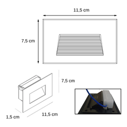 7 Balizador Led 4x2 Deitada de Embutir 2w Luz Branco Quente:preto - 2