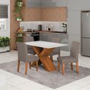 Ver imagem 2 de Conjunto de Mesa Sala de Jantar Tampo com Vidro 1,36m Grécia 4 Cadeiras Trieste Dobuê Madeirado