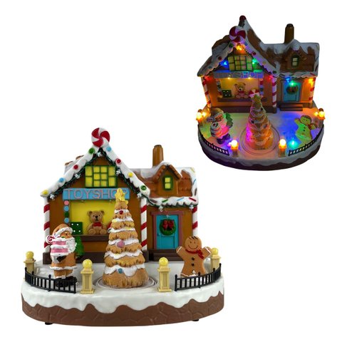 Vila Natalina Enfeite Loja de Brinquedos Natal Papai Noel Biscoito Decoracao de Mesa Estante Sala Ca