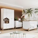 Ver imagem 2 de Dormitório Infantil Ternura Guarda Roupa, Cômoda e Berço Branco/jequitibá com Colchão Supreme