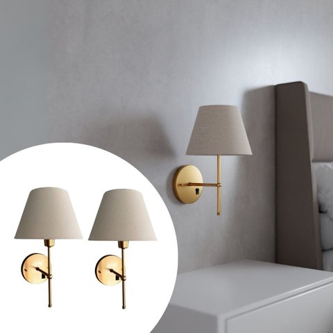 Kit 2 Arandelas de Parede Clássica com Interruptor e Cúpula Preto Ref 19 Decoração Casa Sala Quarto