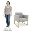 Ver imagem 7 de Sofá Namoradeira e 2 Poltronas Base Industrial Dourado Ana Veludo Cinza - Ibiza