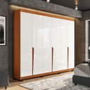 Ver imagem 1 de Roupeiro Casal Porto com 6 Portas 4 Gavetas 242x214cm Freijó/Branco 240825
