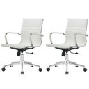 Ver imagem 1 de Kit 2 Cadeiras Giratória Baixa Office Manhattan Esteirinha Fratini Revestida em (pu) Branco Base