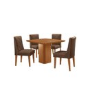 Ver imagem 2 de Mesa de Jantar Eloise Canto Copo 4 Cadeiras Isadora Moderna Veludo Marrom/naturalle