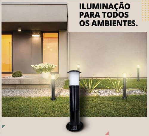 Poste Balizador Luminária Casa Jardim 35cm Branco Kit 4 - 3