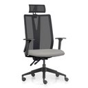 Ver imagem 1 de Cadeira Escritório Giratória Presidente Flow F02 Base Preta Crepe Cinza - Lyam Decor