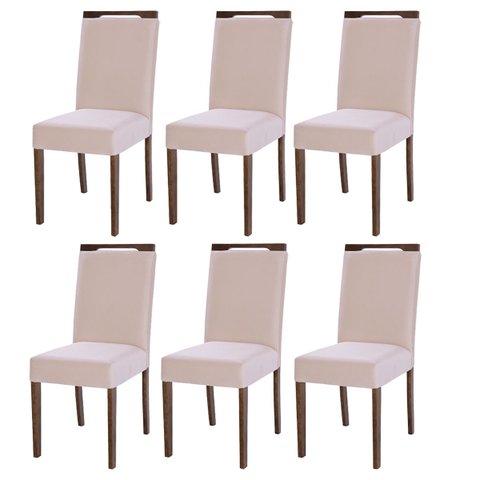 Kit 6 Cadeiras de Jantar Rubi 44 X 98 Cm Estofadas D26 Madeira Imbuia Suede Bege - Clicklar