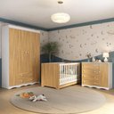 Ver imagem 1 de Quarto de Bebê Completo com Berço Americano 3 em 1 Realeza Multimóveis Mp4583 Branco/madeirado
