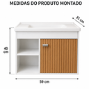 Ver imagem 5 de Gabinete para Banheiro Suspenso Moderno com Cuba Cannes - Branco/Ripado