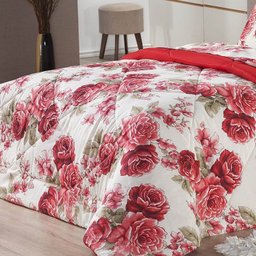 Kit Edredom Lérida Vermelho Casal Dupla Face 120 Fios 05 Pecas - 3 Kit Edredom Lérida Vermelho Casal Dupla Face 120 Fios 05 Pecas - 3