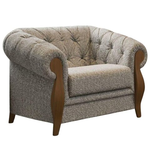 Poltrona Decorativa Capitone Milano Pes Madeira Boucle Tce 1018 Moll