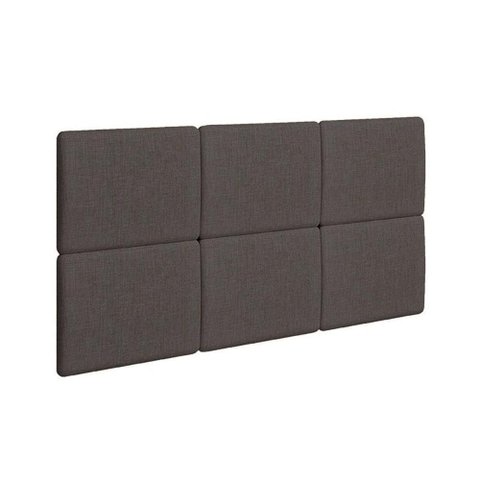 Painel de Cama Box Estofada Modulada Lucca (3un) Casal/queen - Linho Grafite - Rufato