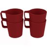 Conjunto 4 Canecas Empilháveis de 125ml Kit Xícara Café Coza Vermelho Bold - 1