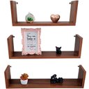 Ver imagem 1 de Kit 3 Prateleiras em U 20/30/40 de Mdf Imbuia Parede Sala, Quarto e Escritório