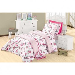 Cobre Leito Love Solteiro Percal 180 Fios Dupla Face 02 Peças - 1