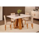 Ver imagem 1 de Conjunto: Mesa Sala Jantar Celeste C/ Tampo Madeirado C/ Vidro Curvo 120x90cm e 4 Cadeiras Zoe