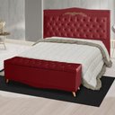 Ver imagem 2 de Kit Cabeceira de Cama Box e Calçadeira Baú Madri King 195 Cm Suede Vermelho do Lar Móveis e