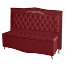 Ver imagem 1 de Kit Cabeceira de Cama Box e Calçadeira Baú Madri King 195 Cm Suede Vermelho do Lar Móveis e