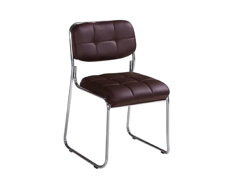 Cadeira de Espera - Estrutura em Metal Cromado - Assento em Pu na Cor Café - 2