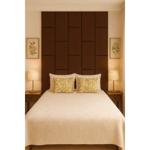 Cabeçeira Dominó 2,70 Altura e 1,60 Largura Modulos Colantes:Suede Marrom Escuro