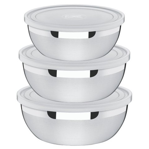 Jogo de Potes Tramontina Freezinox em Aço Inox com Tampa Plástica 3 Peças
