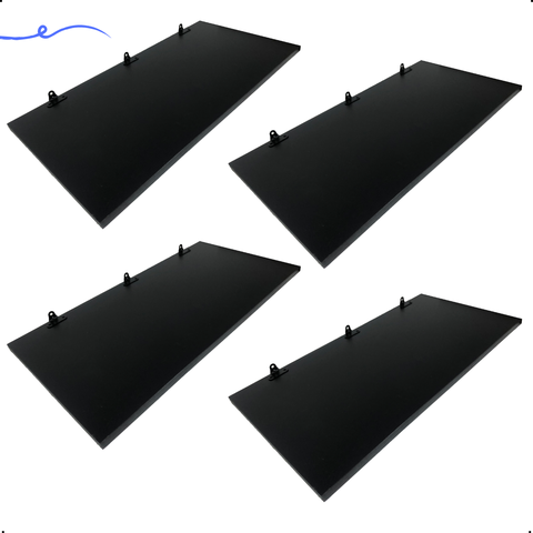Kit 4 Prateleira Preta 60X30 + Suporte Flutuante Mdf  Organizadora Decoração Cozinha Banheiro Sala