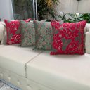 Ver imagem 1 de Kit 4 Capas de Almofada Jacquard Luxo Espirito Natalino e Arabesco Verde 45x45cm