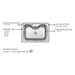 Cuba Tramontina Sobrepor Morgana Inox Acetinado 69x49cm 93806/122 - 2