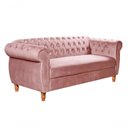 Ver imagem 3 de Sofá Nobreza 3 Lugares Fixo 203cm Rosê Veludo Chesterfield Clássico Bella Decor
