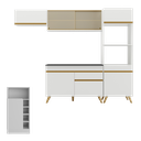 Ver imagem 6 de Cozinha Modulada com Bancada Americana Veneza Multimóveis Mp2208 Branco/dourado