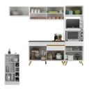 Ver imagem 4 de Cozinha Modulada com Bancada Americana Veneza Multimóveis Mp2208 Branco/dourado