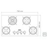Cooktop 4 Queimadores Gás Vidro Brasil Trapézio 4gg Tri 70x40cm 94753/501 Tramontina - 2