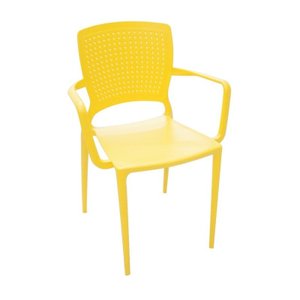 Cadeira Safira com Braços Encosto Fechado Amarelo 92049/000 Tramontina
