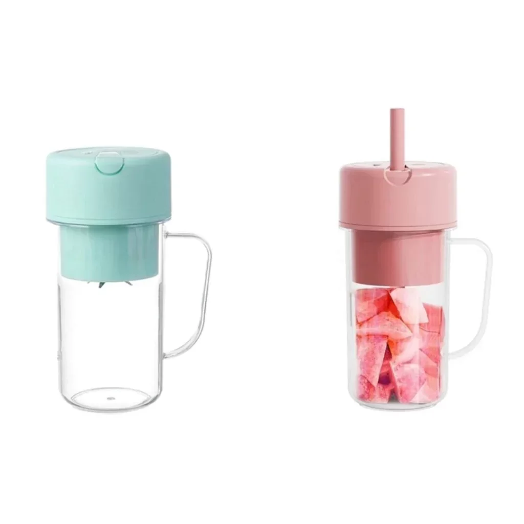 Copo Caneca Liquidificador Mini Juicer 420ml com 6 Laminas com Tampa e Canudo Recarregavel Portatil - 7