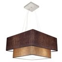 Ver imagem 1 de Lustre Pendente Duplo Quadrado Vivare Md-4345 Cúpula em Tecido 60x50cm - Bivolt Café-palha 110v/
