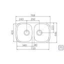 Ver imagem 2 de Cuba Dupla Retangular Vertical 2C 34 Bl Prime Aço Inox 768x446x152mm Alto Brilho C/Escape 94030/203