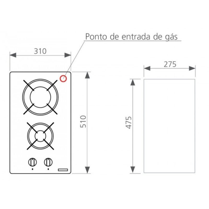 Cooktop Tramontina 2 Bocas Gás Vidro Dominó 2Gg 30 94702/201