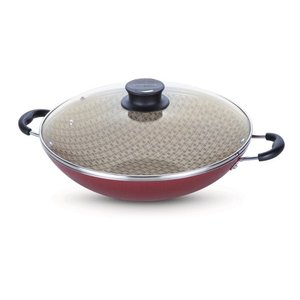 Panela Wok ø 36cm com Tampa de Vidro 6,6 litros Vermelha Paris Tramontina 20545/736