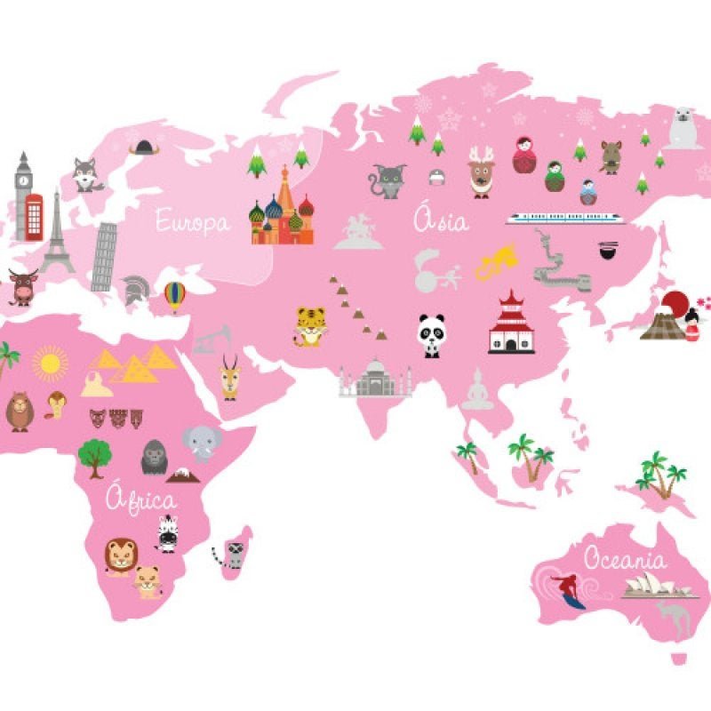 Adesivo Decorativo de Parede Infantil com Mapa Stixx - Mundo Discovery Girl - 2